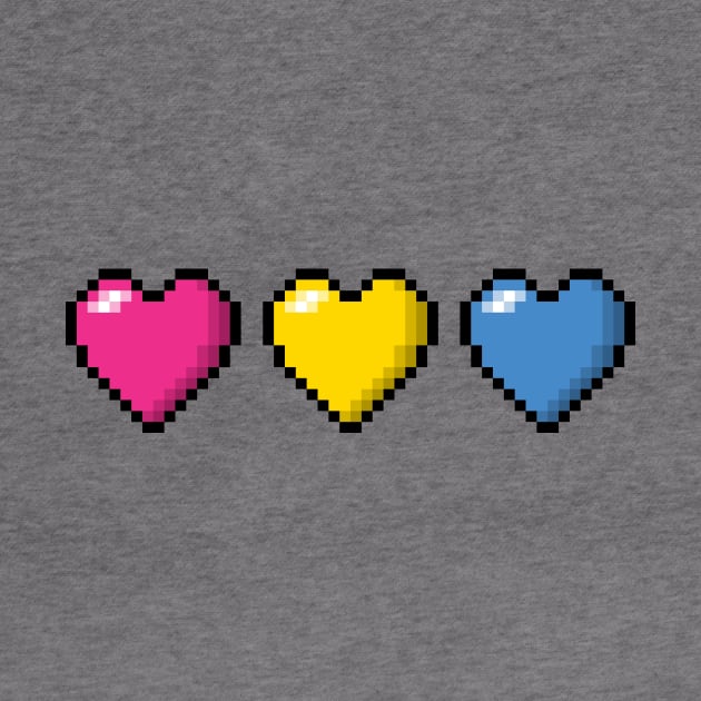 Row of Three Pansexual Pride Flag Pixel Hearts by LiveLoudGraphics